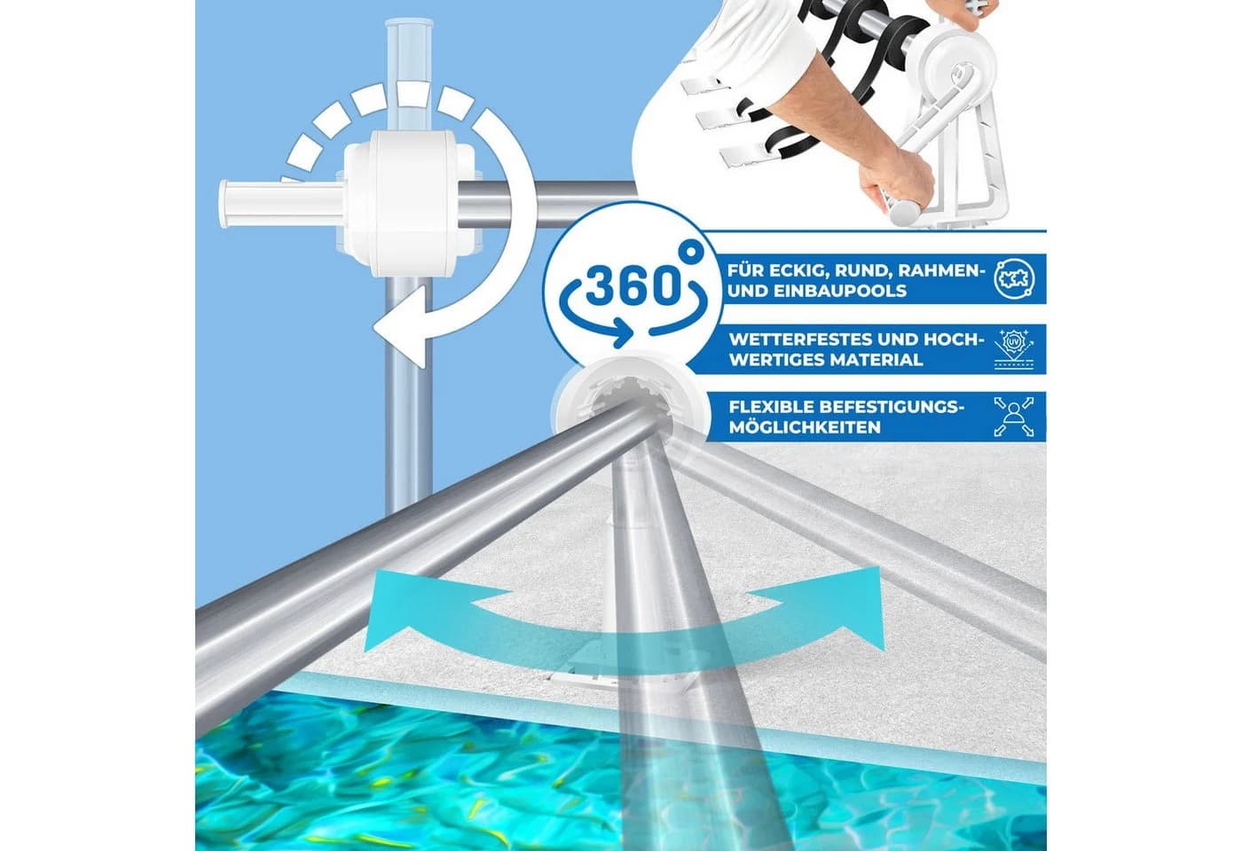KESSER Pool Aufroller Premium Aluminium UV-beständig 1,05m-6,15m - Bild 5