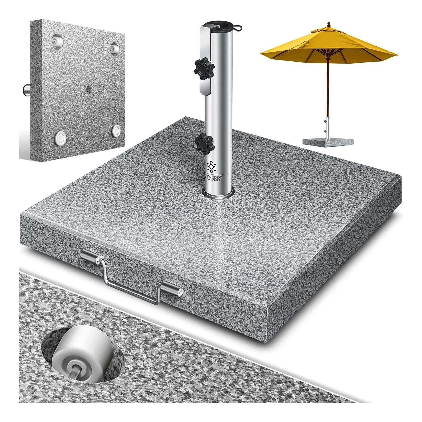 KESSER® Granit Sonnenschirmständer mit Edelstahlrohr