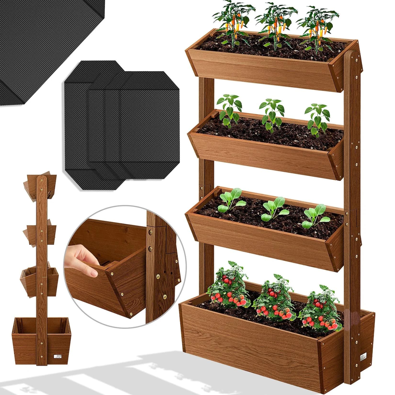 KESSER Hochbeet mit Etagen Premium Pflanztreppe Tannenholz