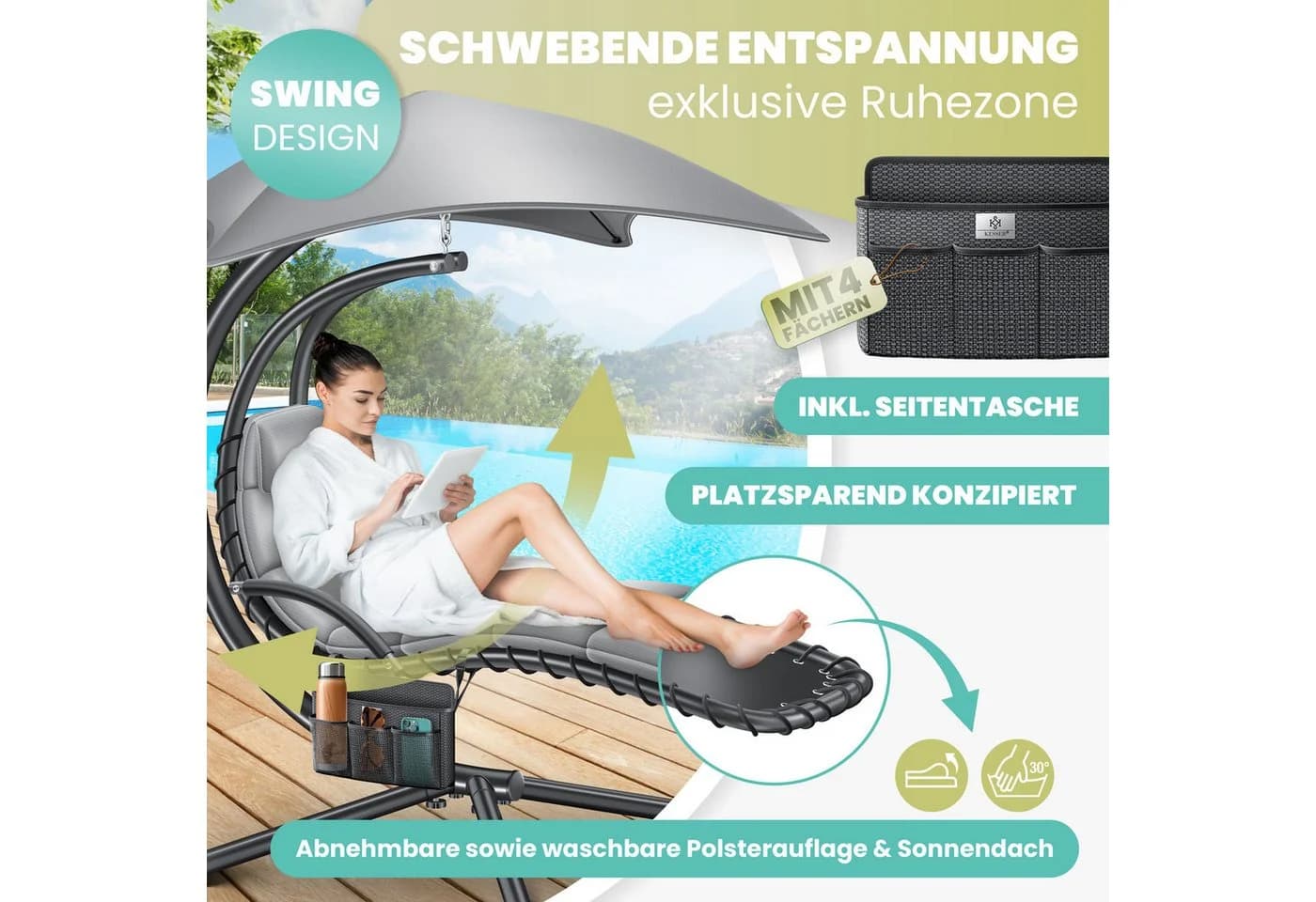 KESSER Schwebeliege mit Sonnenschirm Hängeliege - Bild 2