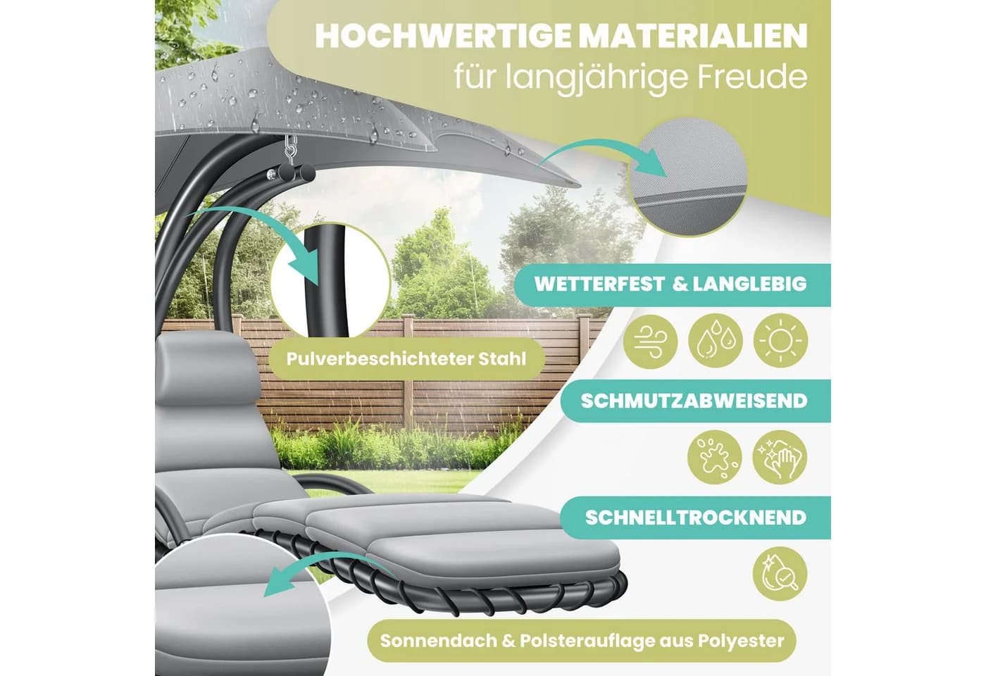 KESSER Schwebeliege mit Sonnenschirm Hängeliege - Bild 5