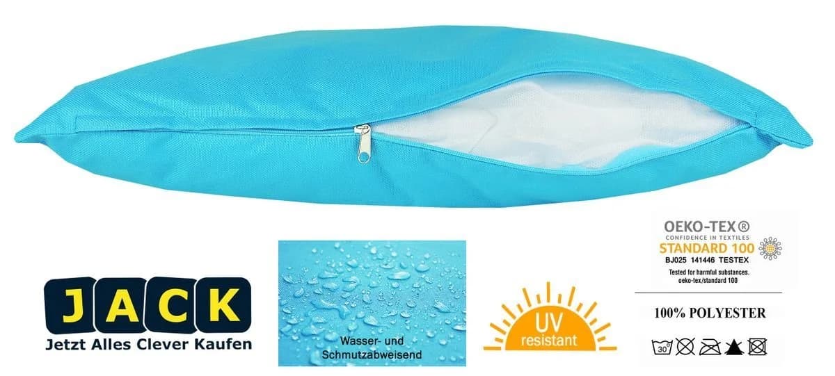 JACK Dekokissen 45x45cm Outdoor Lounge Kissen blau wasserabweisend - Bild 5