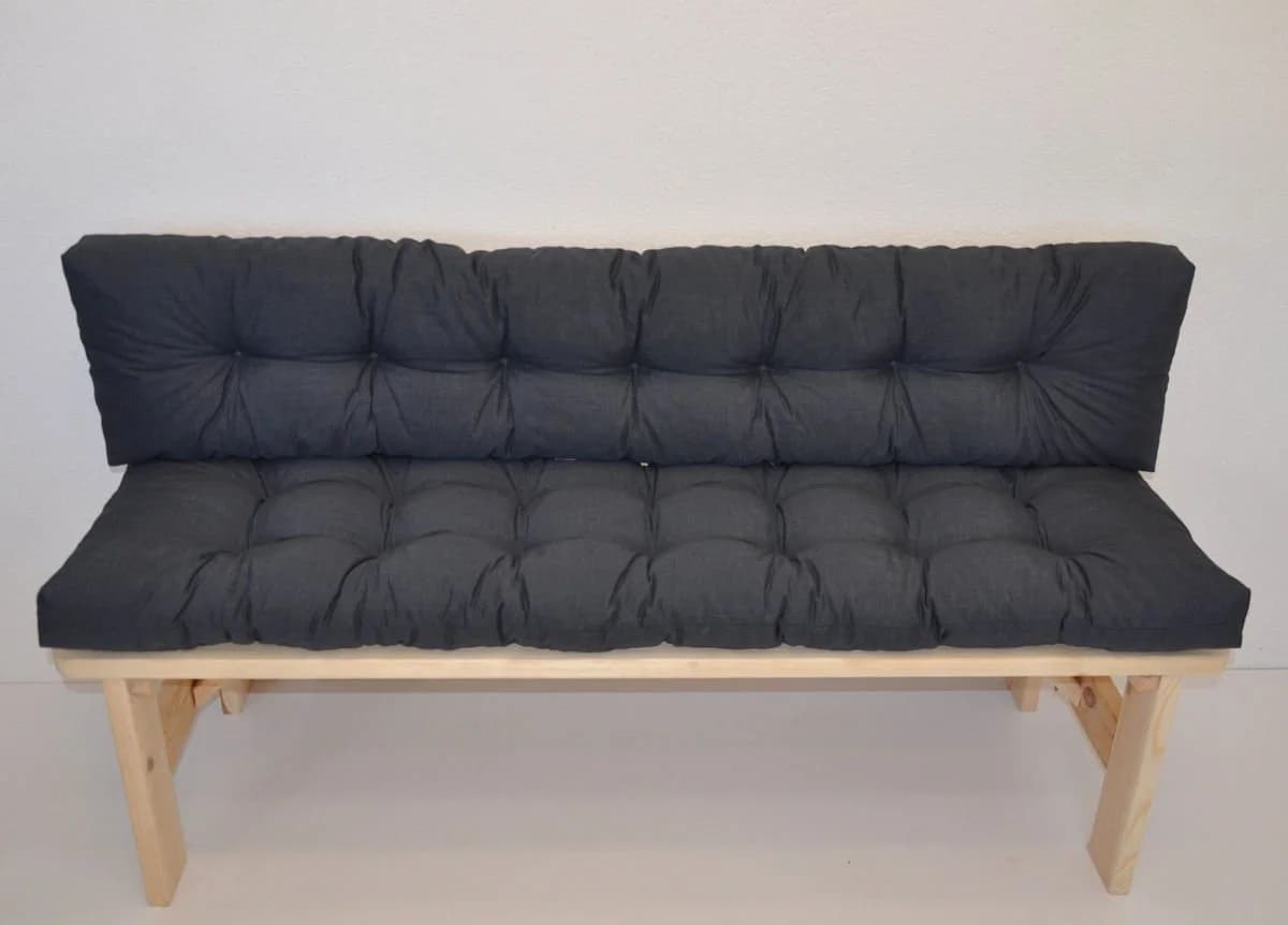 Rattani Bankauflage Kissen 150 cm Anthrazit