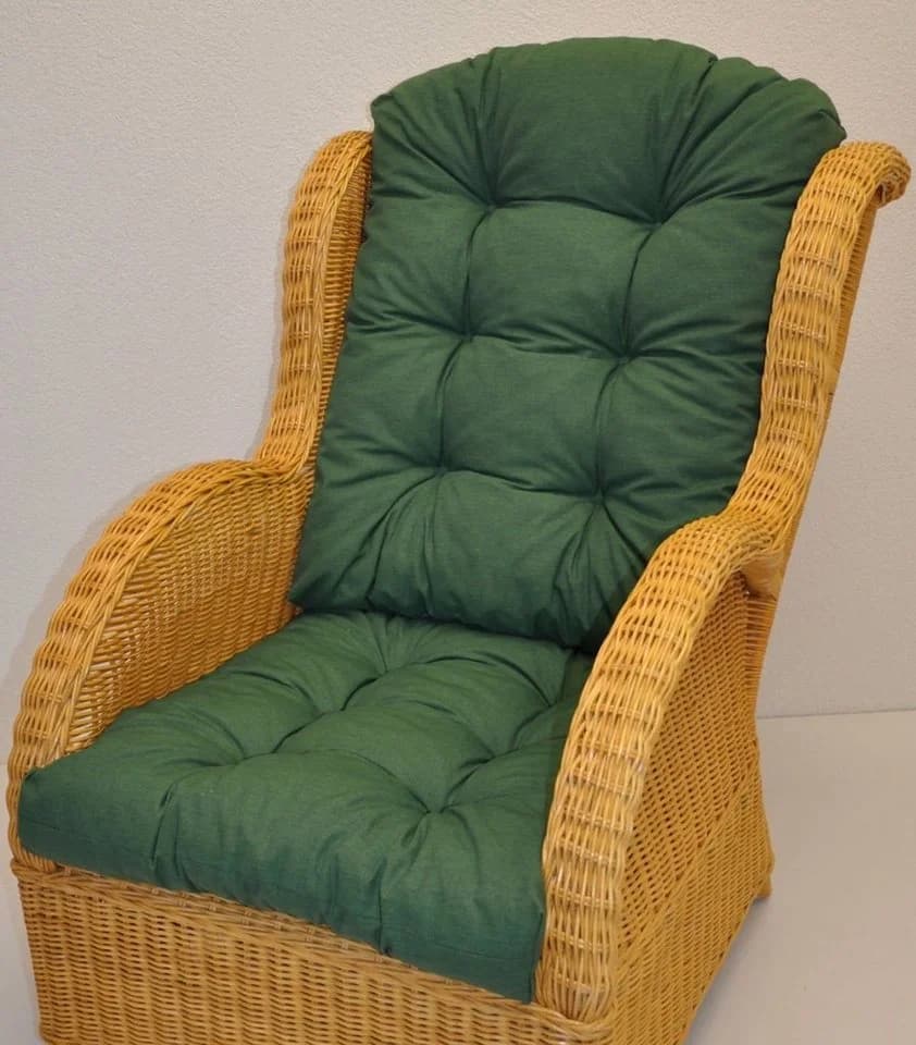Rattani Sesselauflage Polster Kissen für Rattan Ohrensessel Dunkelgrün 2-teilig - Bild 2