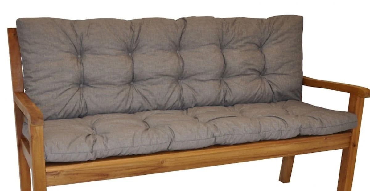 Rattani Bankauflage Kissen 120 cm Dunkelgrau 2-teilig