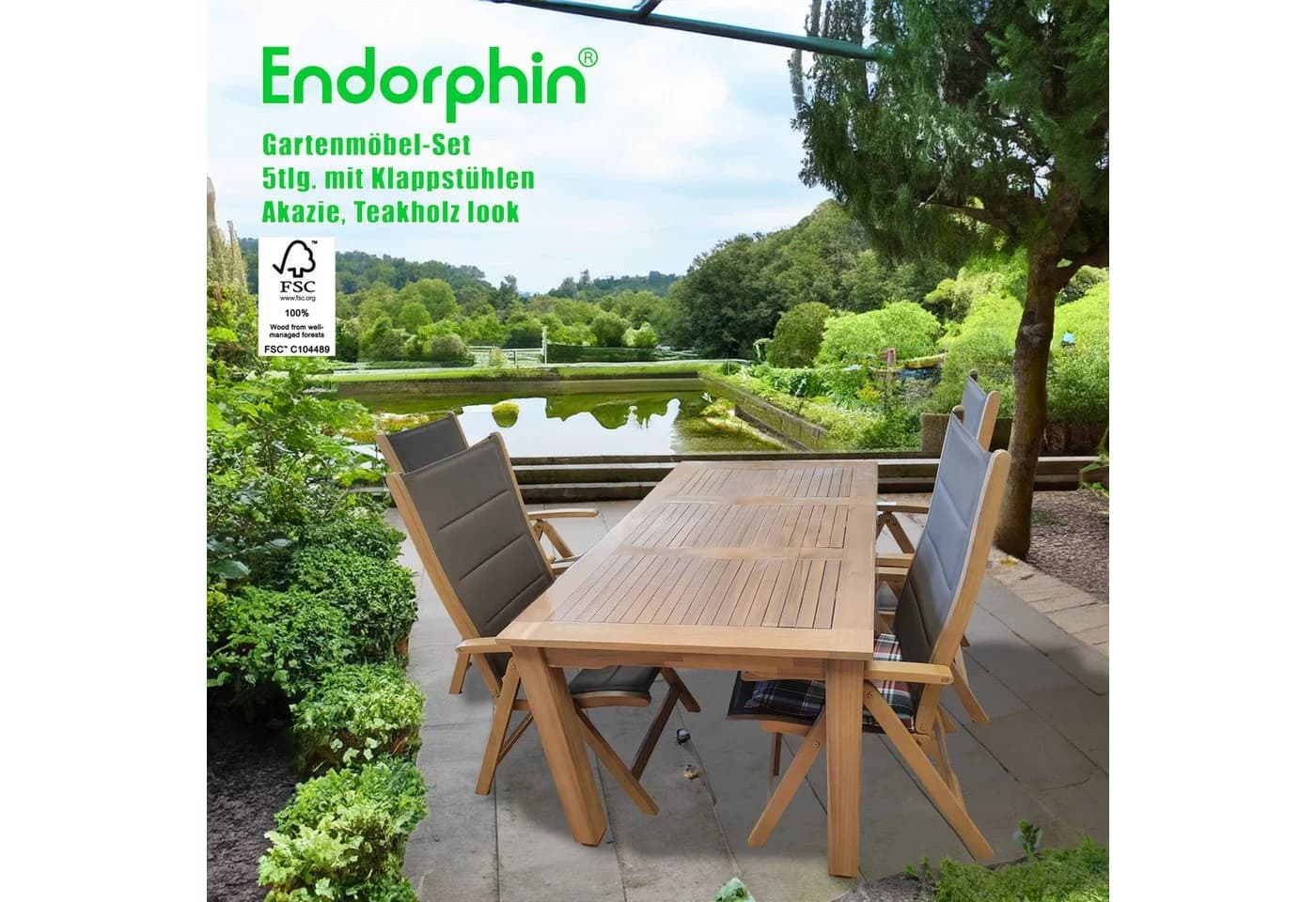 Endorphin Garten-Essgruppe 5-tlg. Akazienholz Teakholz-Look - Bild 2