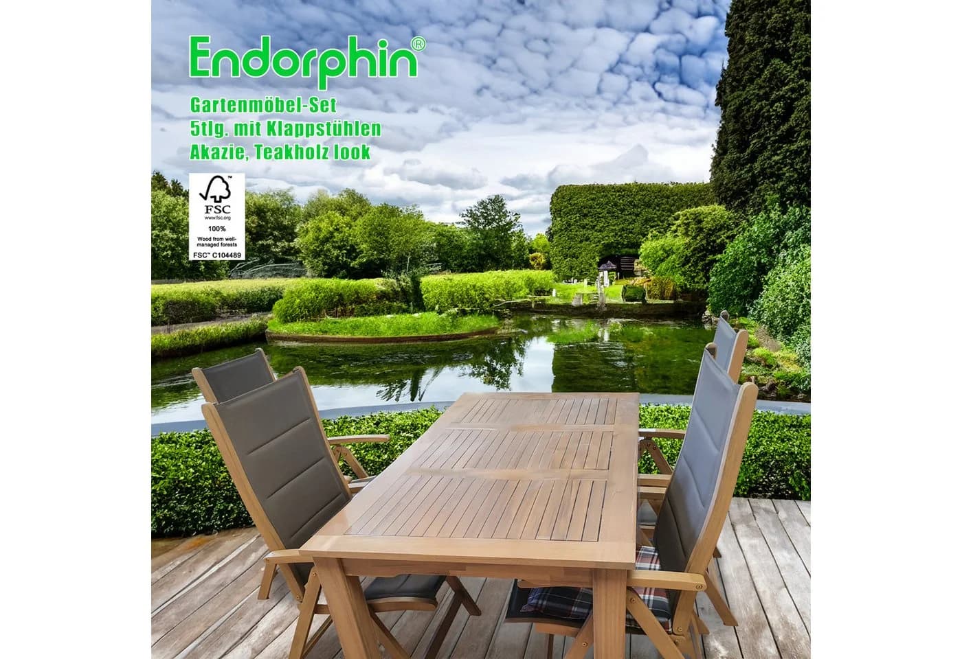 Endorphin Garten-Essgruppe 5-tlg. Akazienholz Teakholz-Look - Bild 5
