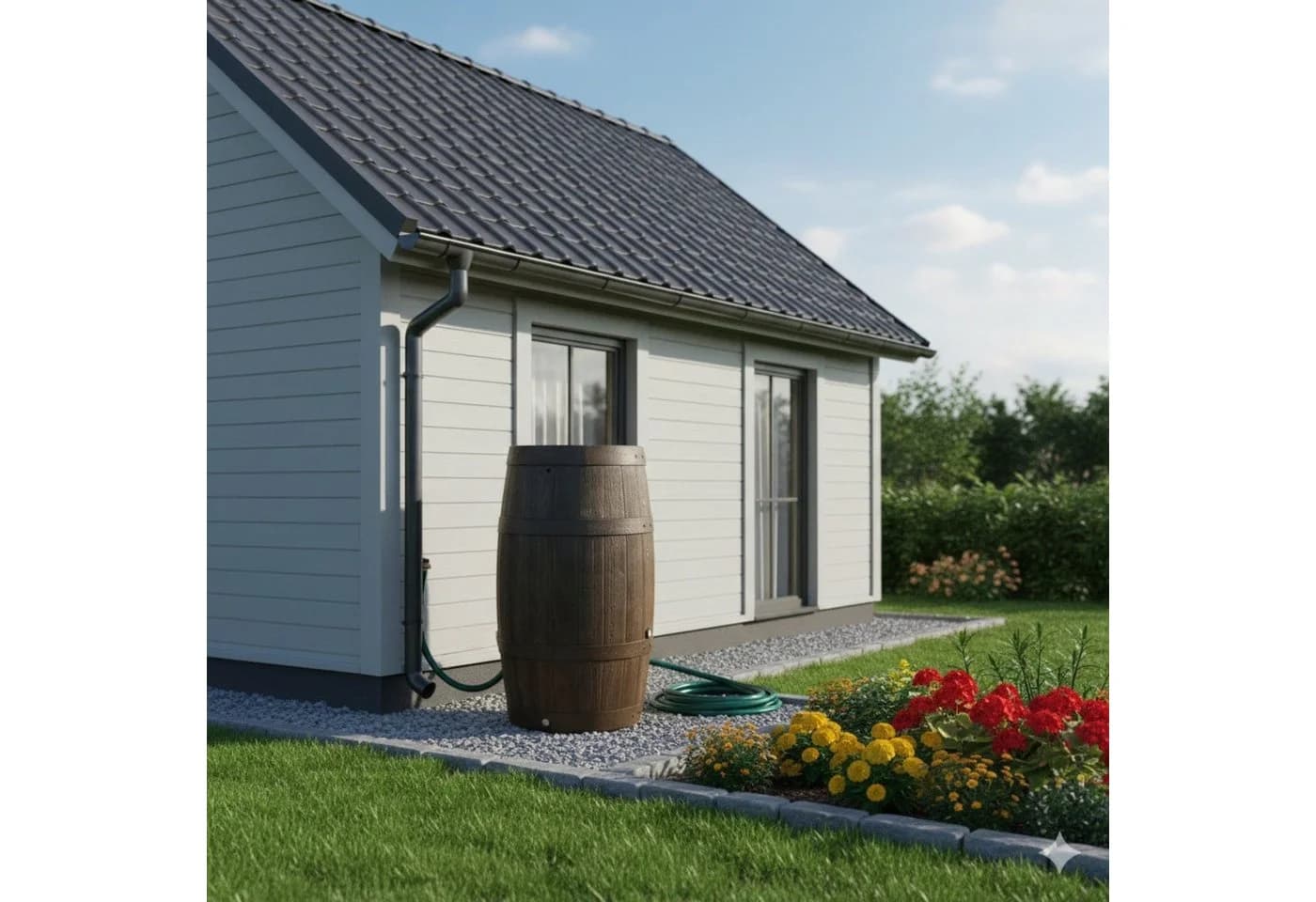 YourCasa Regentonne 250 Liter Holzoptik Metallgewinde
