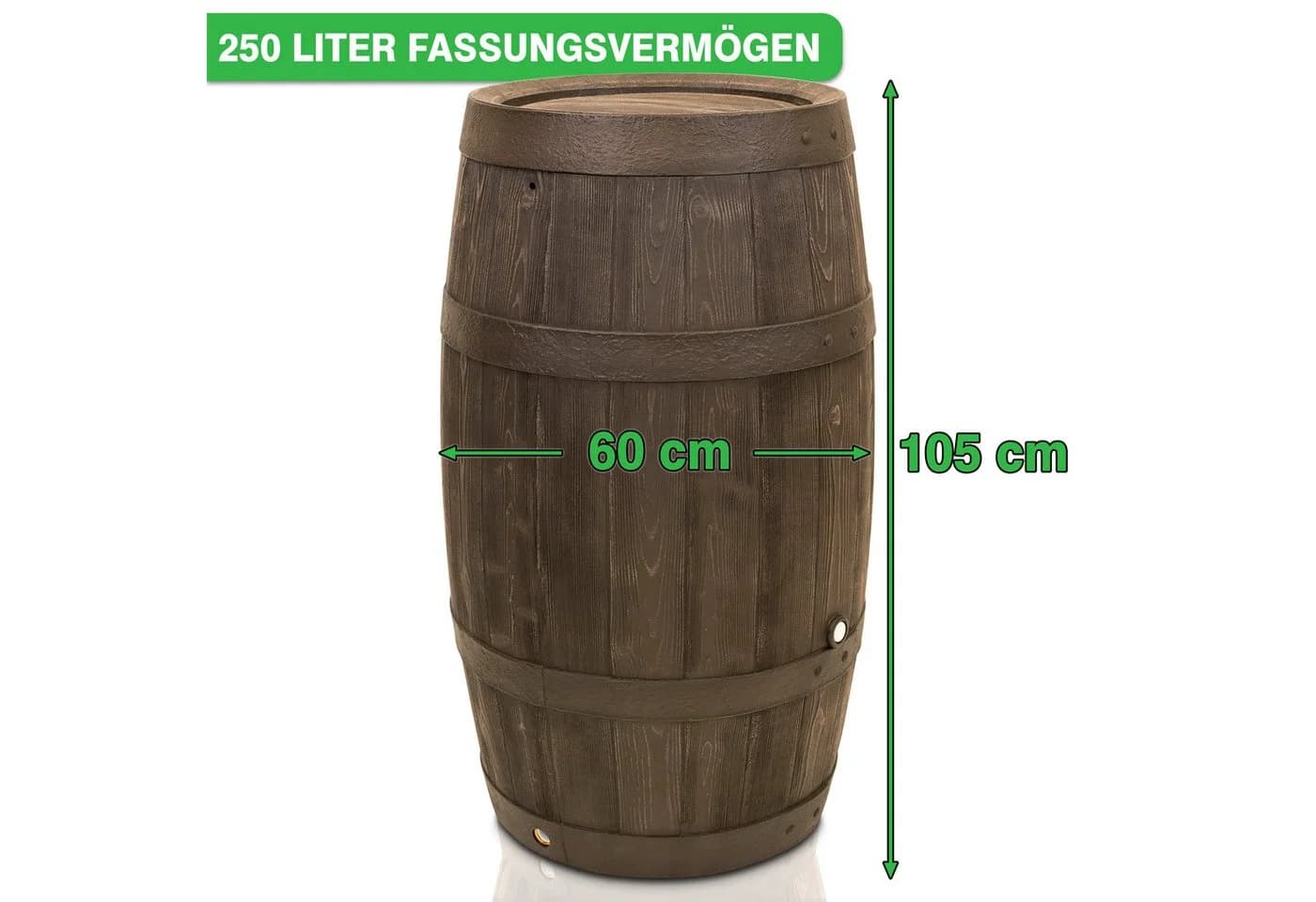 YourCasa Regentonne 250 Liter Holzoptik Metallgewinde - Bild 4
