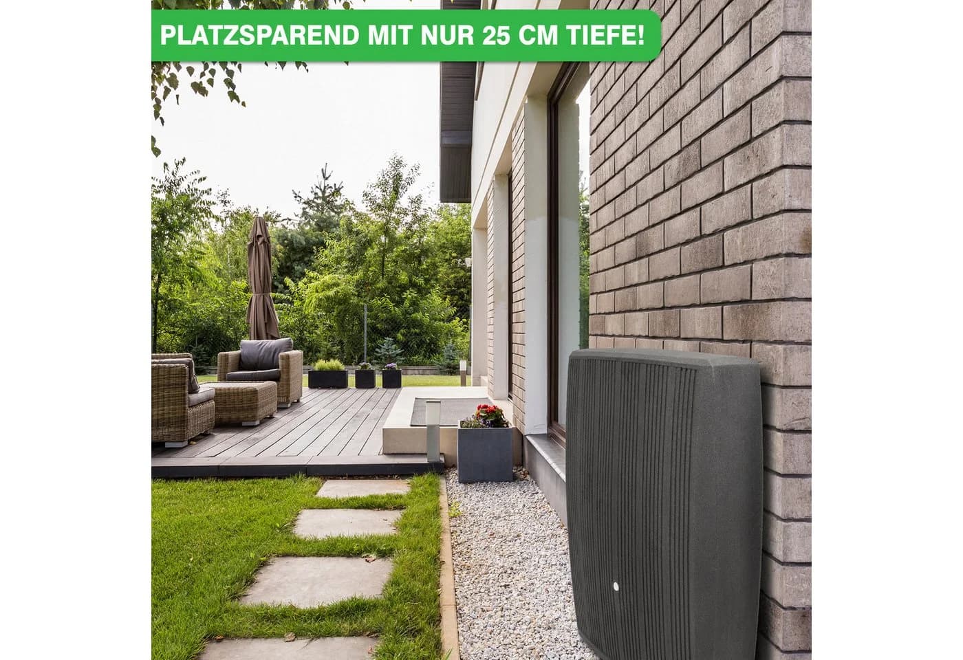 YourCasa Regentonne 200 Liter DualStyle Rot Metallgewinde - Bild 3