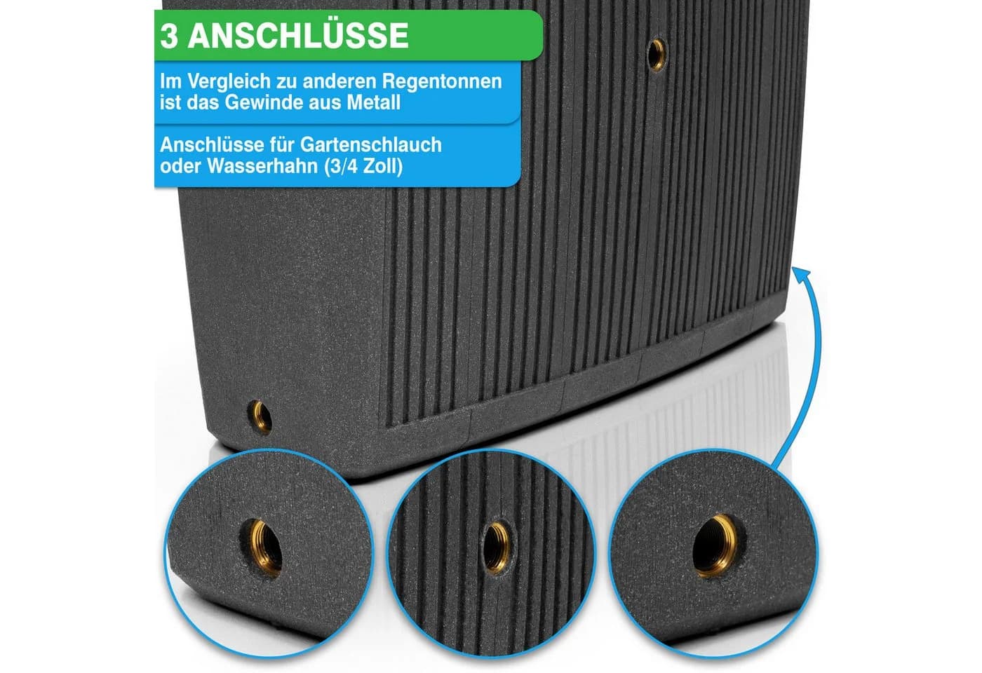 YourCasa Regentonne 200 Liter DualStyle Rot Metallgewinde - Bild 5