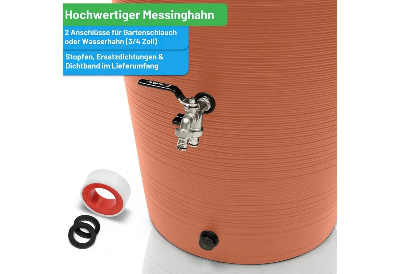 YourCasa Regentonne 240 Liter Messing Wasserhahn & Deckel Regenfass