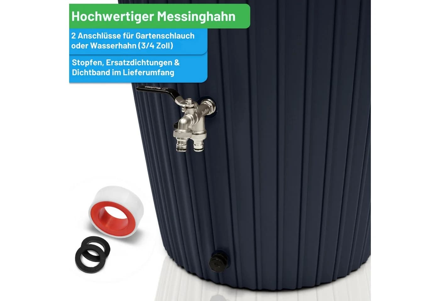 YourCasa Regentonne 240L mit Messinghahn & Pflanzdeckel - Bild 3