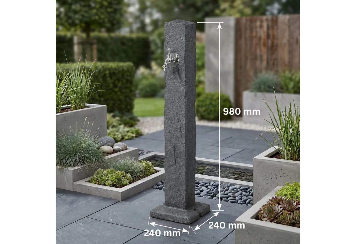 YourCasa Gartenbrunnen Wassersäule Stein-Optik Anthrazit - Bild 3