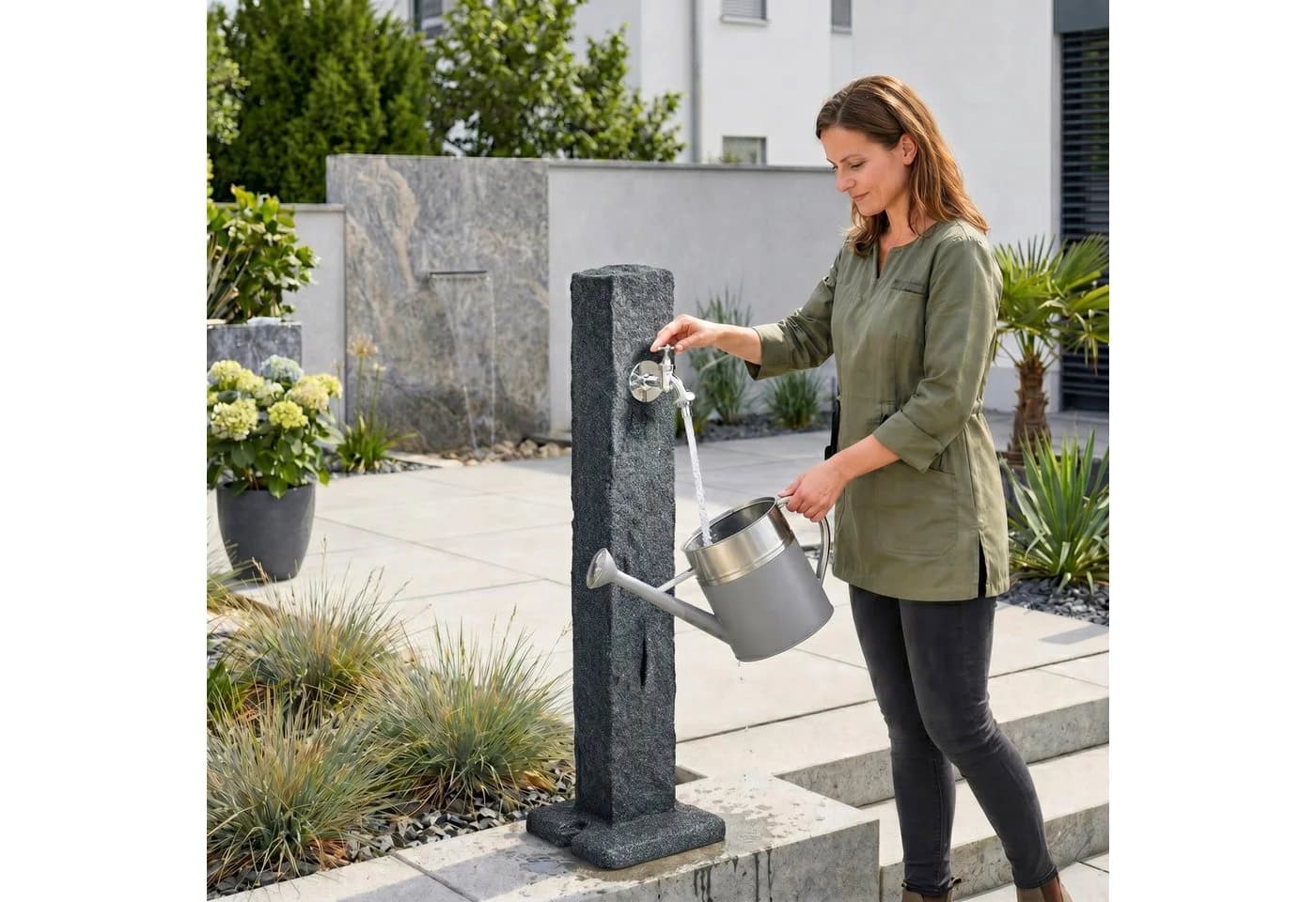 YourCasa Gartenbrunnen Wassersäule Stein-Optik Anthrazit - Bild 4
