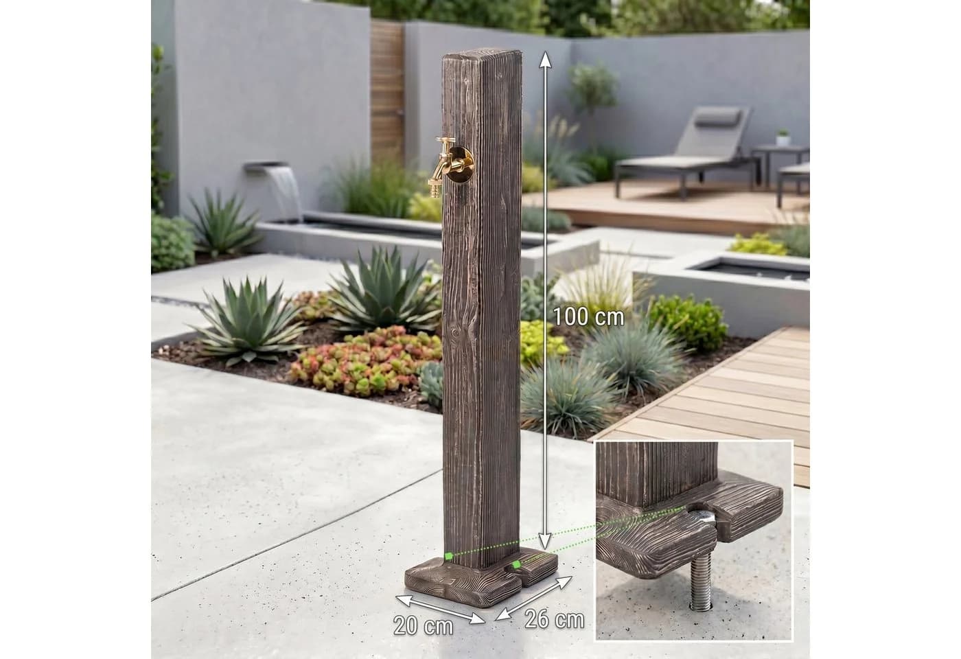 YourCasa Gartenbrunnen Forest Wassersäule Holzoptik Braun - Bild 5