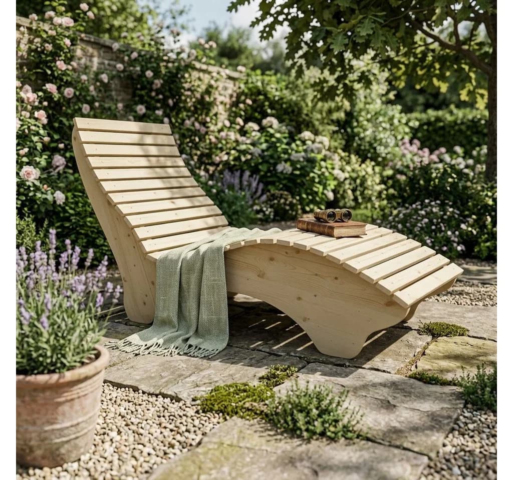 TUGA-Holztech Gartenliege "Ruhe-Vroni" Massivholz Relaxliege - Bild 2