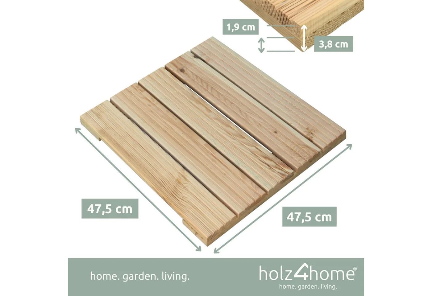 Holzfliese Kiefernholz 47,5 x 47,5 cm - Bild 4