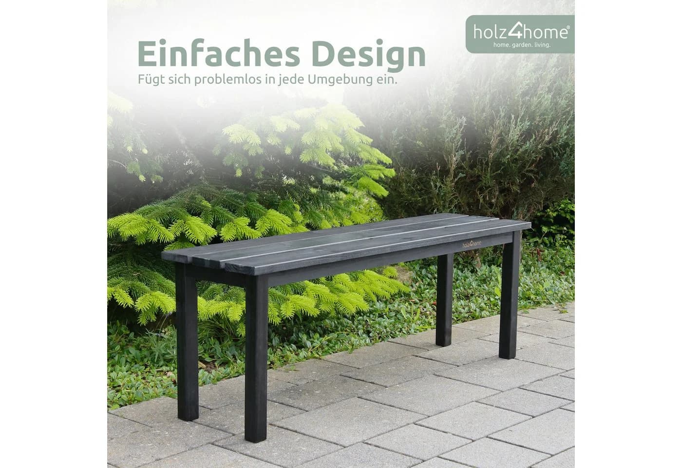 holz4home® Gartenbank aus Massivholz Ohne Lehne