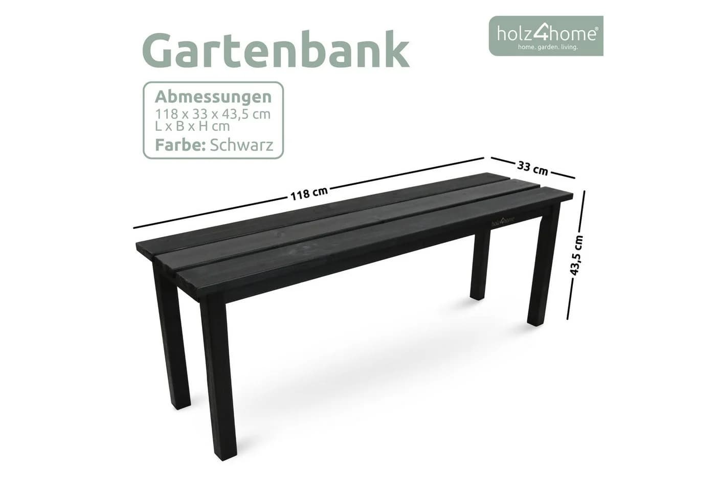 holz4home® Gartenbank aus Massivholz Ohne Lehne - Bild 5
