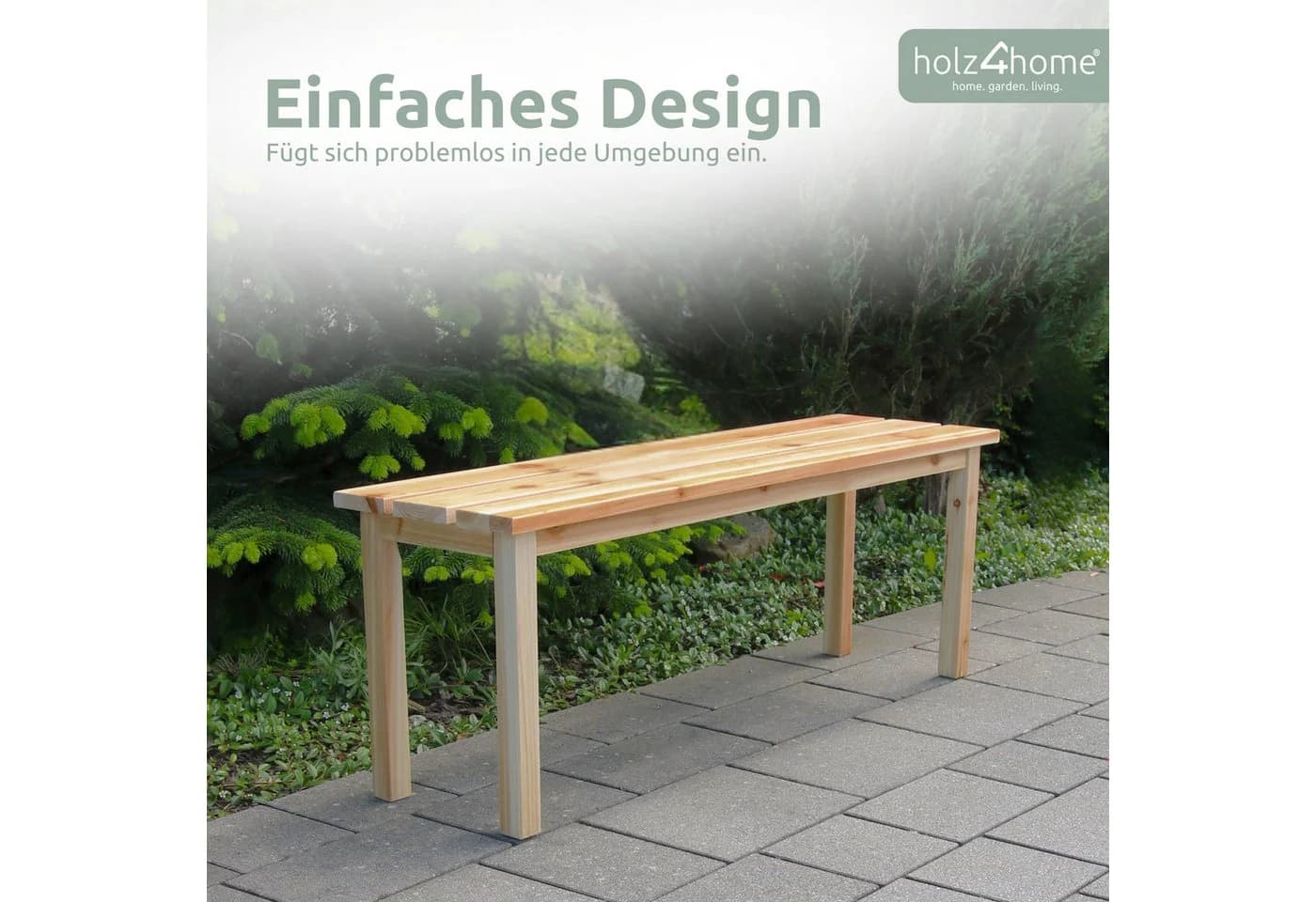 holz4home® Gartenbank Kleine Sitzbank aus Holz Ohne Lehne