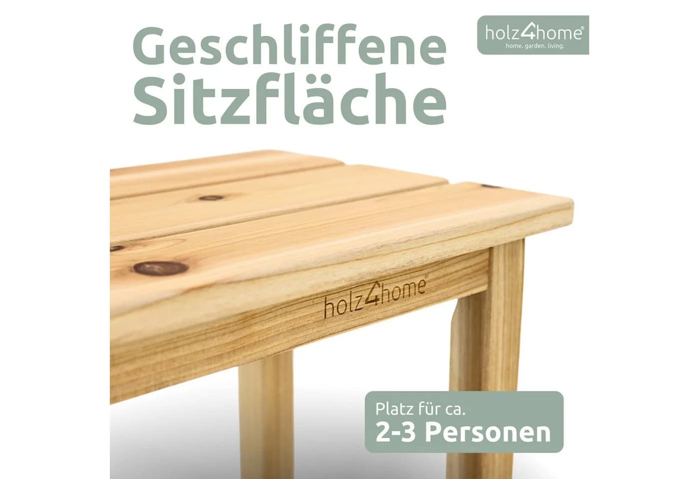 holz4home® Gartenbank Kleine Sitzbank aus Holz Ohne Lehne - Bild 4