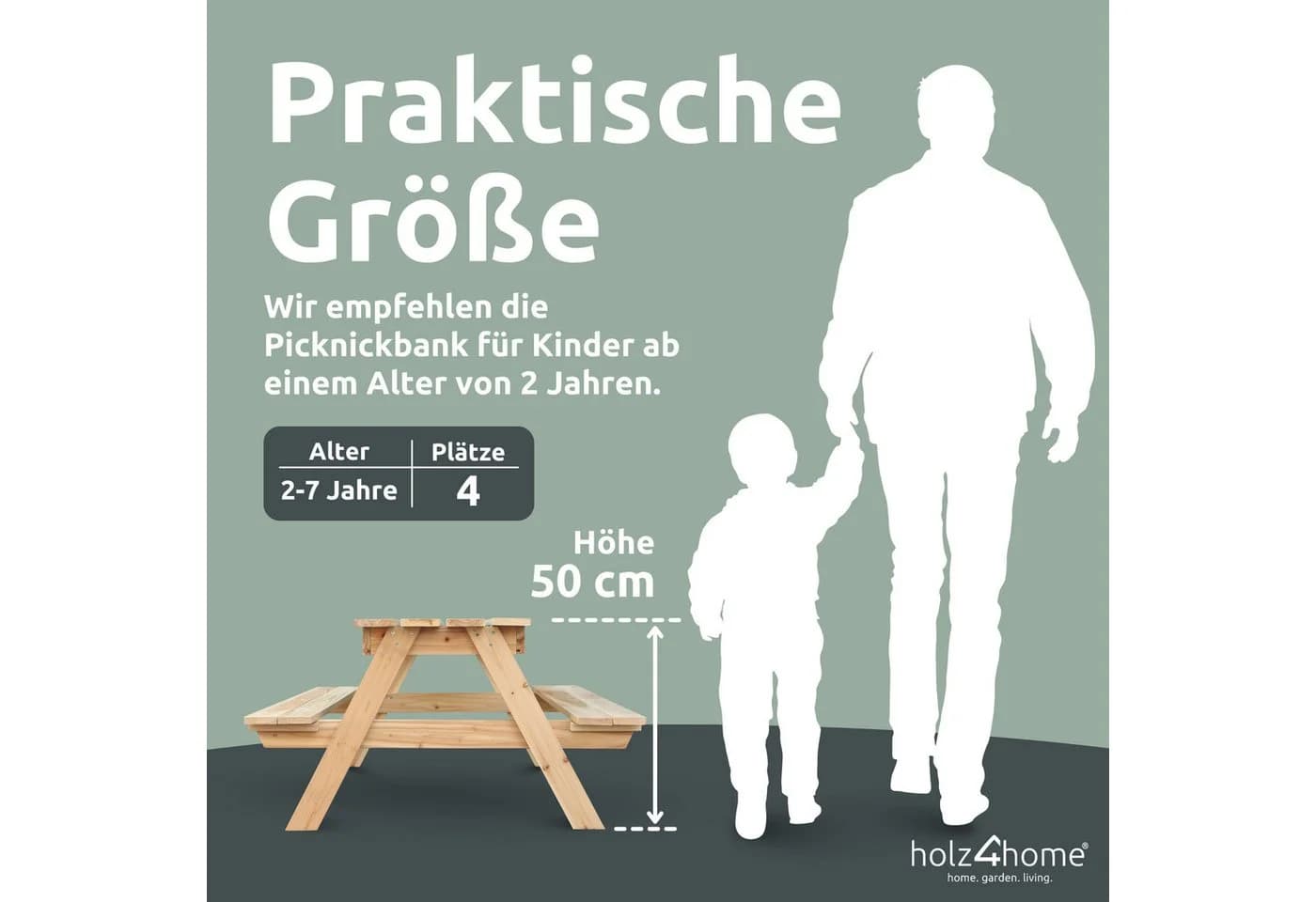 holz4home® Gartenbank Picknickbank Outdoor Sitzgruppe aus Holz - Bild 3