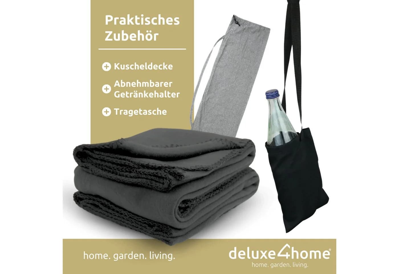 deluxe4home Hängesessel mit Kissen & Decke - Grau Indoor/Outdoor - Bild 5