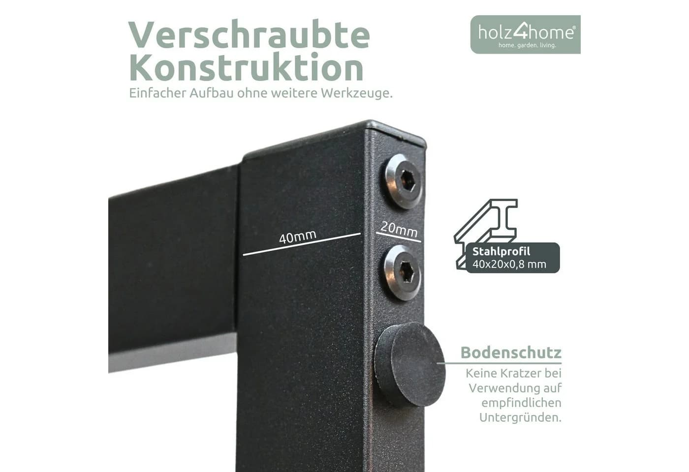 holz4home® Kaminholzregal Metall Schwarz mit Handschuh - Bild 3