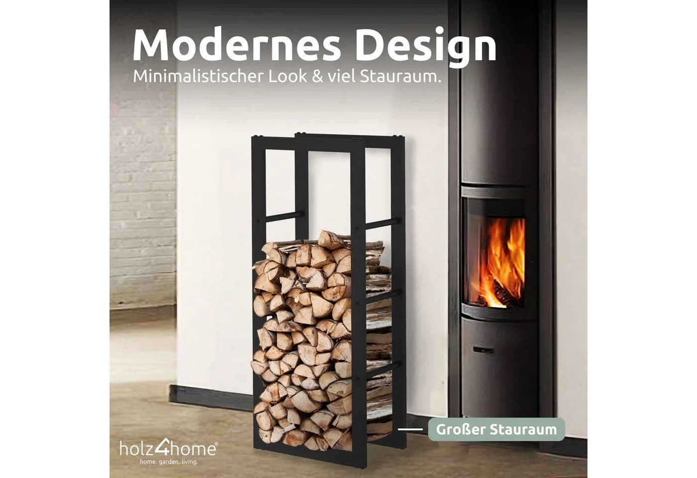 holz4home® Kaminholzregal Metall Schwarz mit Handschuh - Bild 4