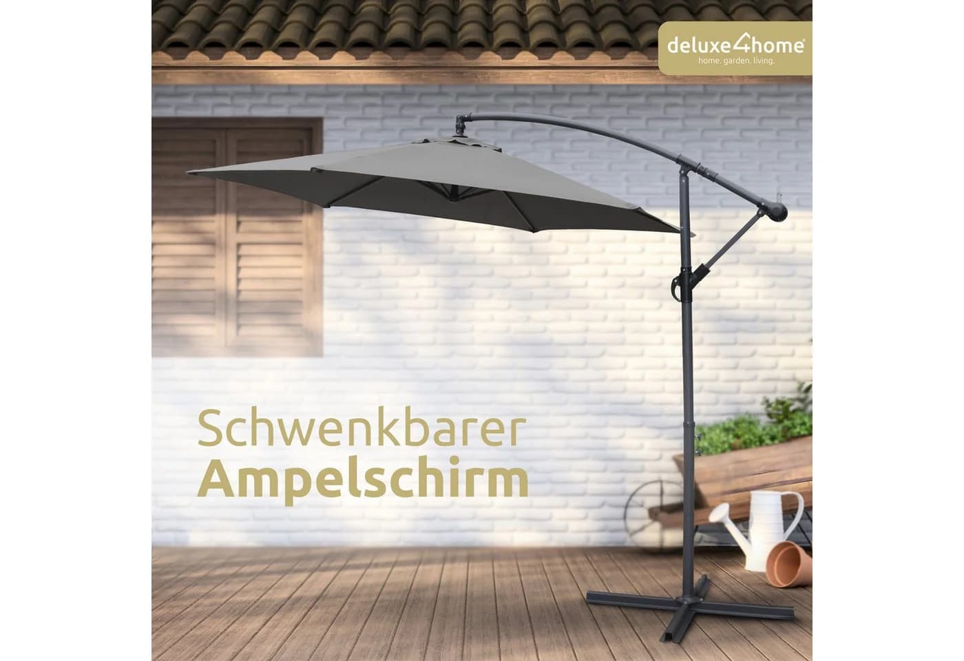deluxe4home Sonnenschirm Ampelschirm Anthrazit mit Ständer