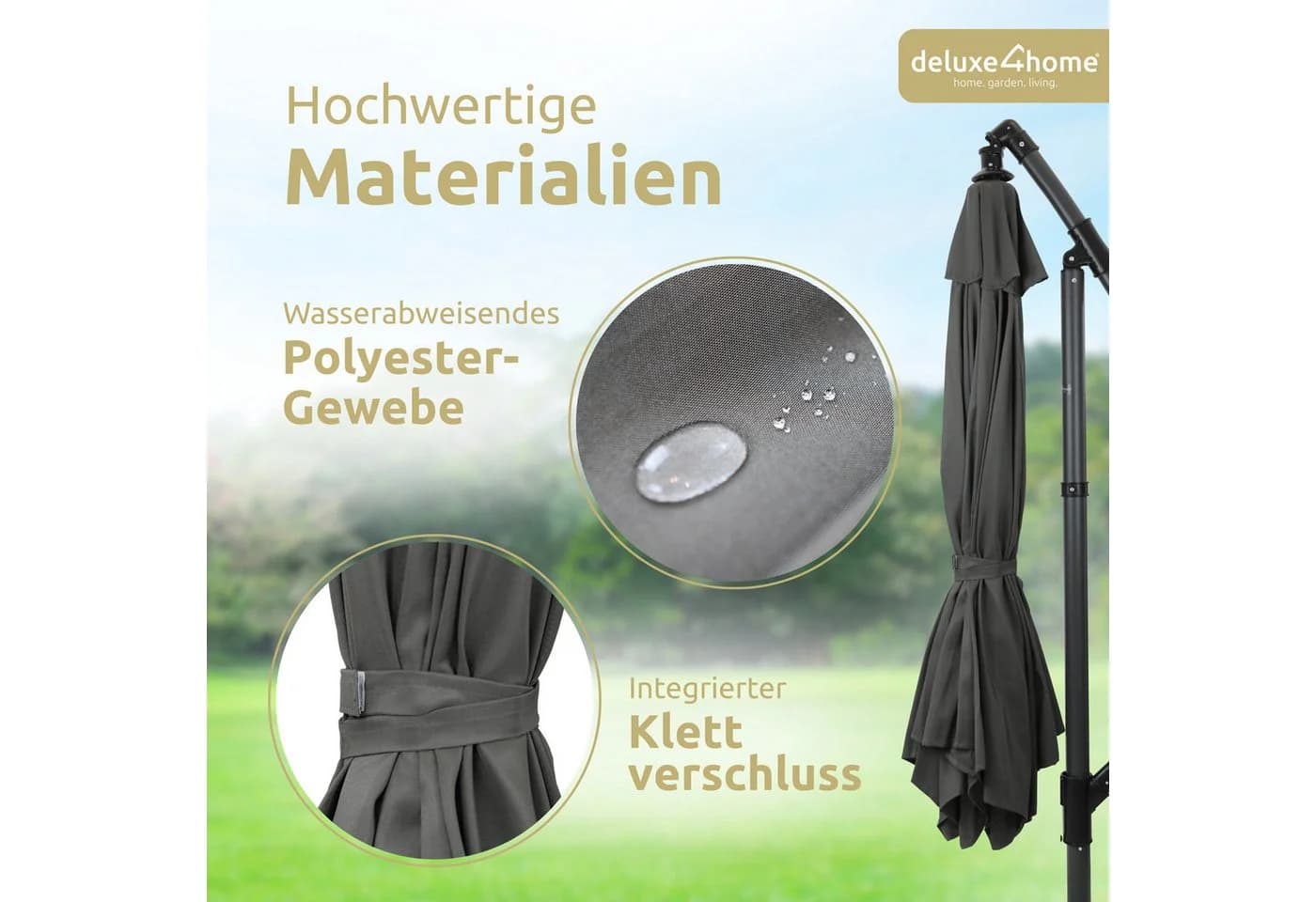 deluxe4home Sonnenschirm Ampelschirm Anthrazit mit Ständer - Bild 3