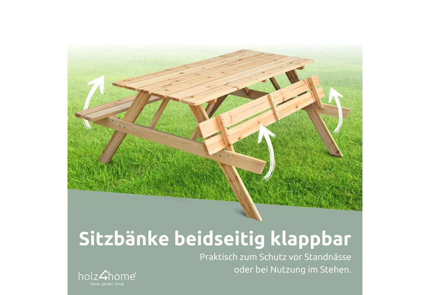 holz4home® Gartenbank Picknickbank mit Tisch Massivholz - Bild 4