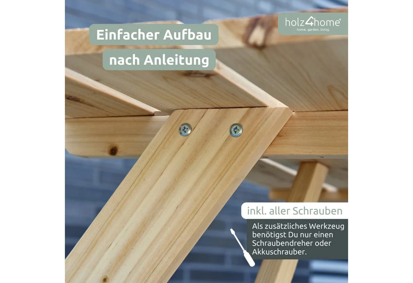 holz4home® Gartenbank Picknickbank mit Tisch Massivholz - Bild 5