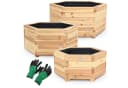 holz4home® Pflanzkübel 6-eckig Tannenholz 3er Set Outdoor Indoor Bild 2