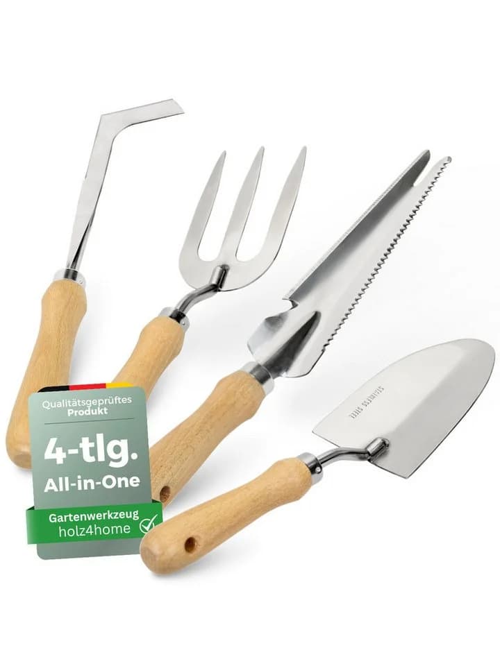 holz4home® Gartenpflege-Set 4-tlg. Edelstahl & Eschenholz - Bild 2