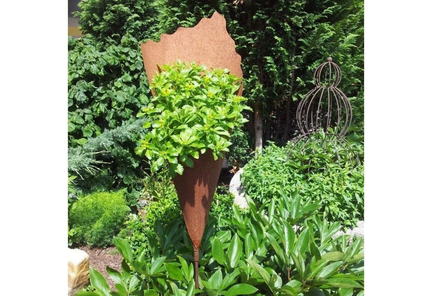 Rostikal Gartenstecker Gartendeko Metall Pflanztüte Echter Rost - Bild 3