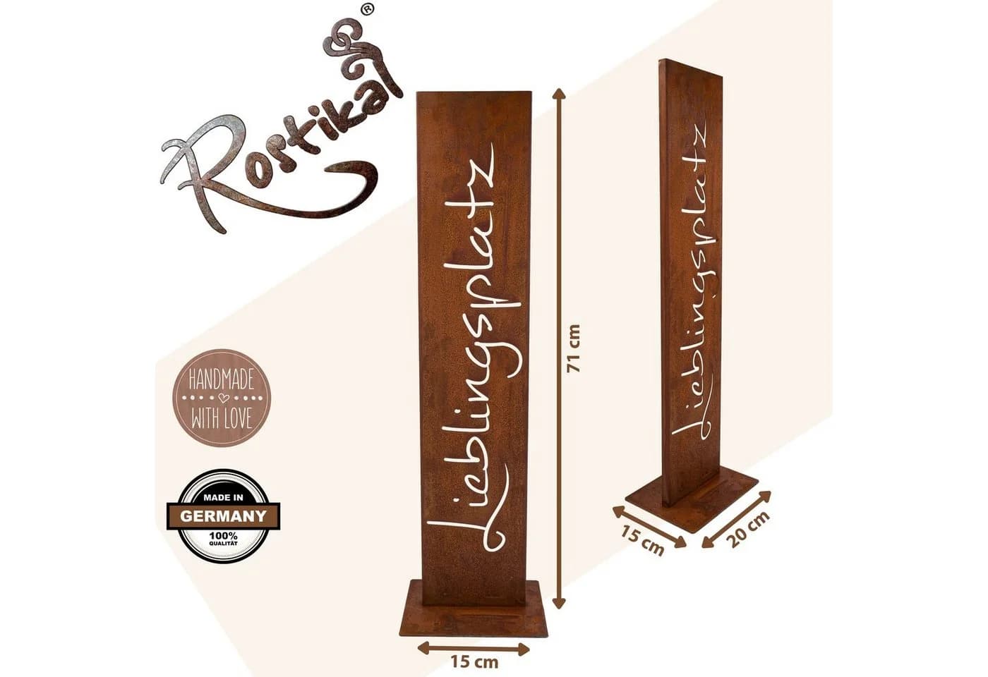 Rostikal Metallschild Lieblingsplatz Garten Deko Metall Handmade