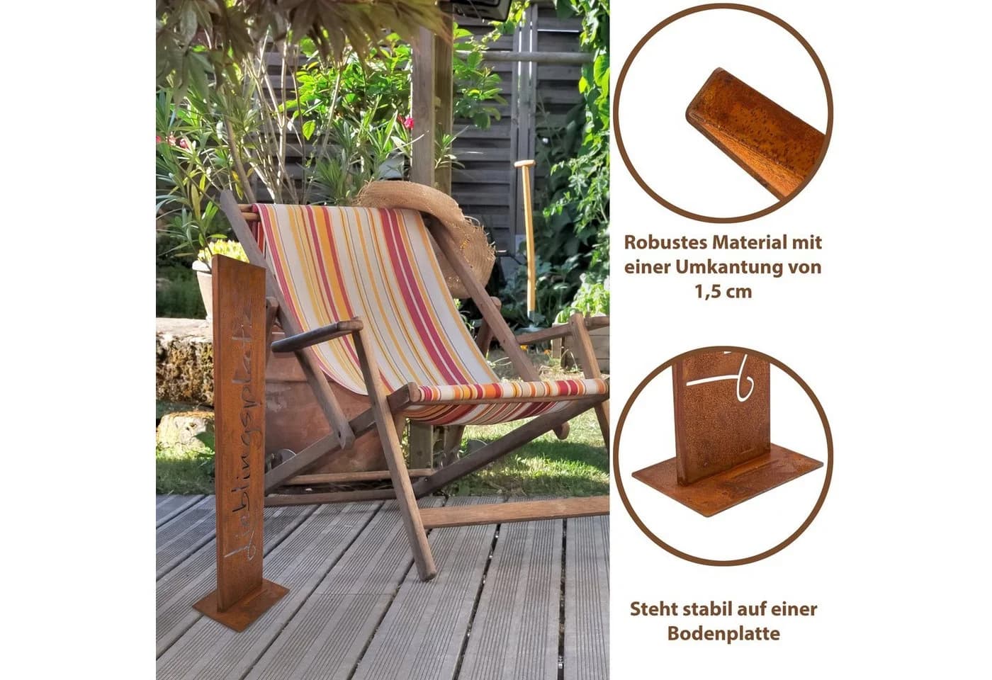 Rostikal Metallschild Lieblingsplatz Garten Deko Metall Handmade - Bild 3