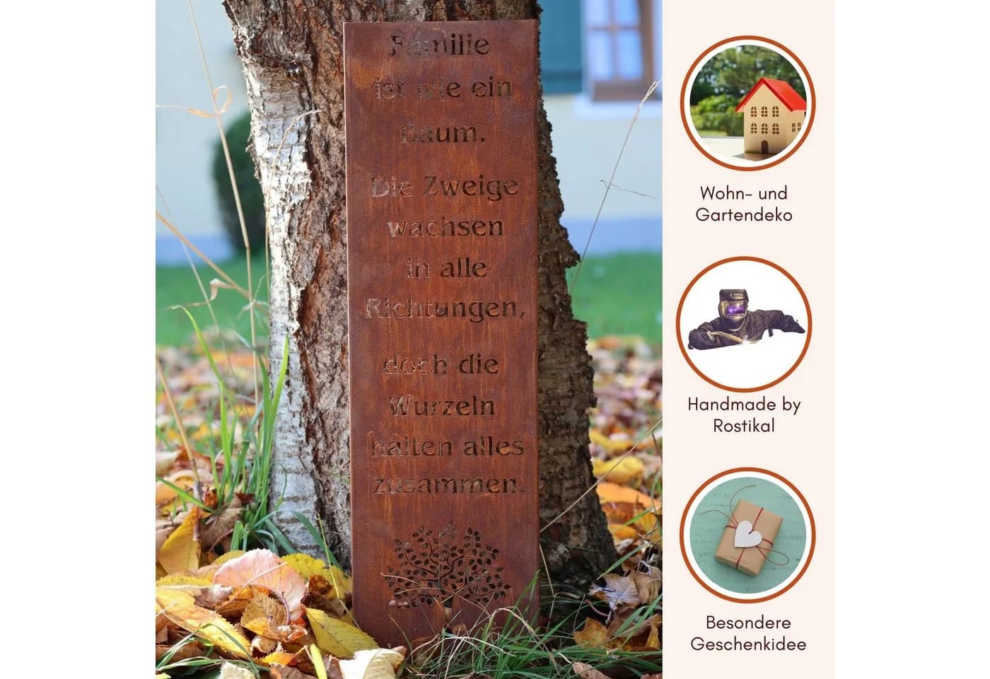 Rostikal Gartenschild Familie Edelrost mit Baum-Motiv - Bild 5