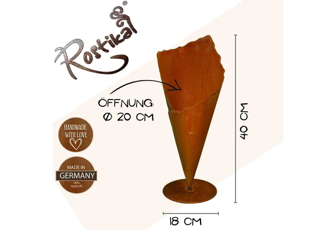 Rostikal Pflanzkübel Edelrost 40/60 – Metall Pflanzvase für Garten & Terrasse