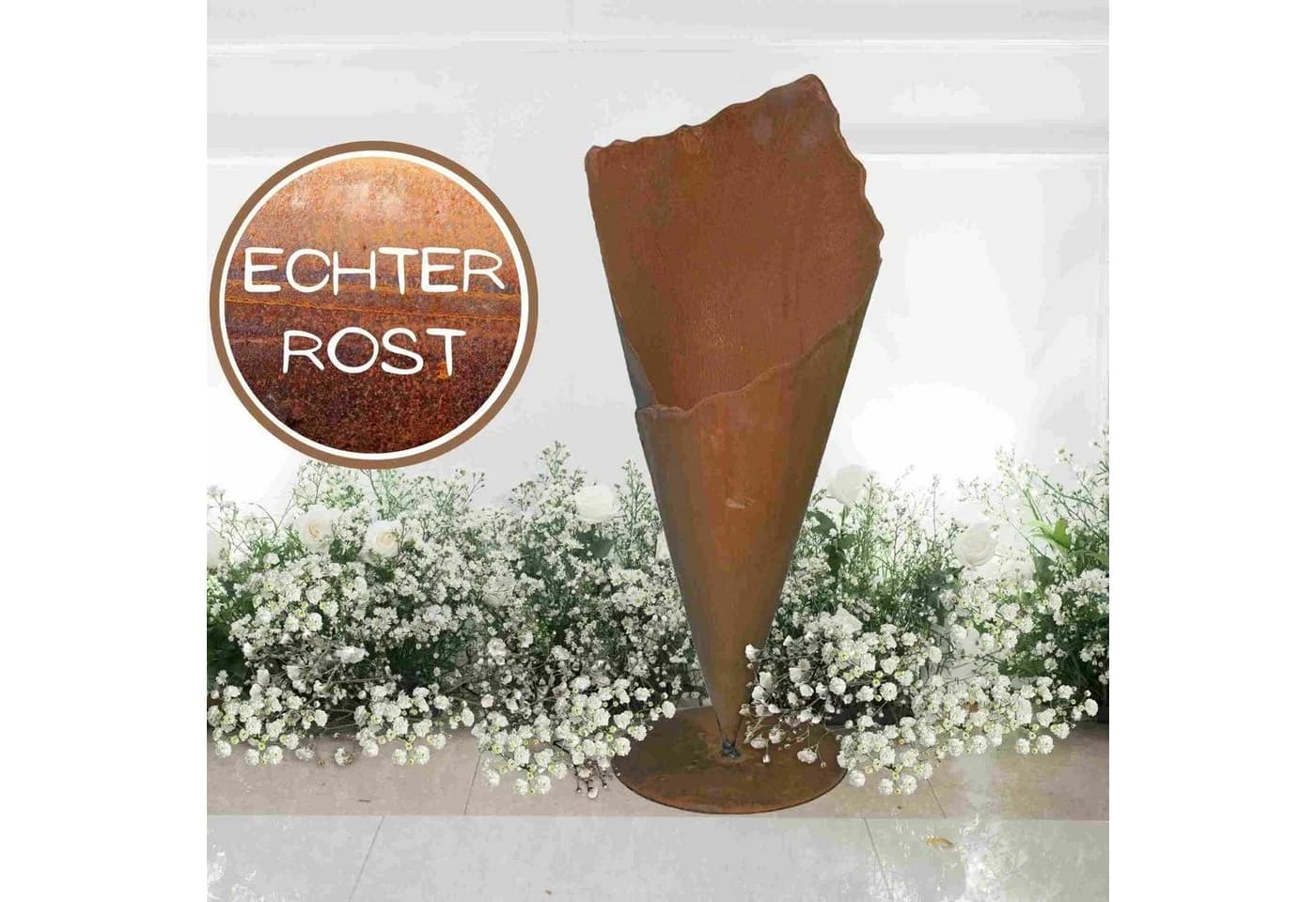 Rostikal Pflanzkübel Edelrost 40/60 – Metall Pflanzvase für Garten & Terrasse - Bild 4