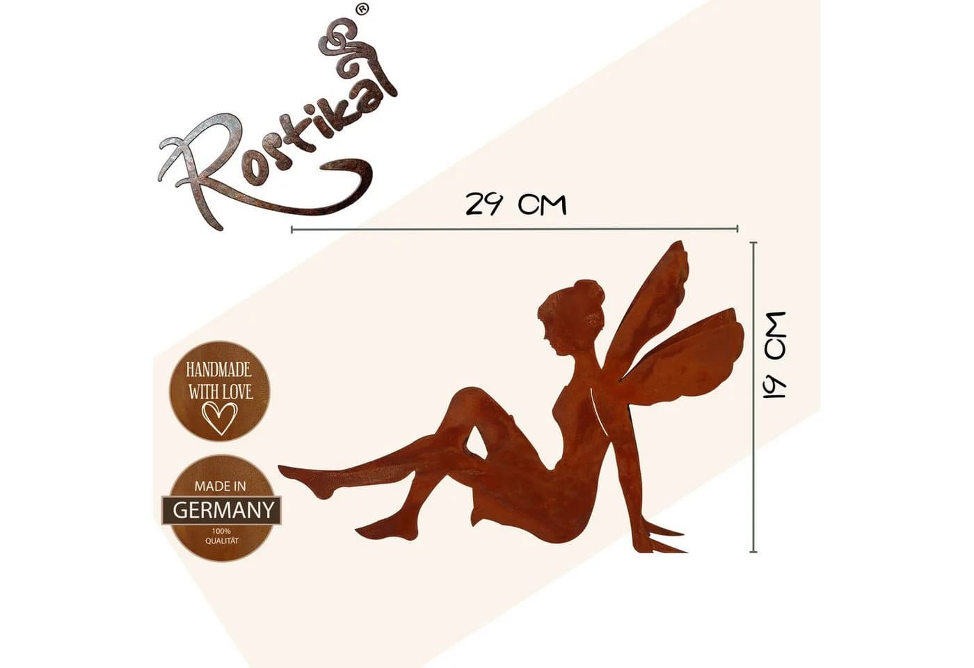 Rostikal Elfenfigur Metall Gartenfigur mit Edelrost-Finish