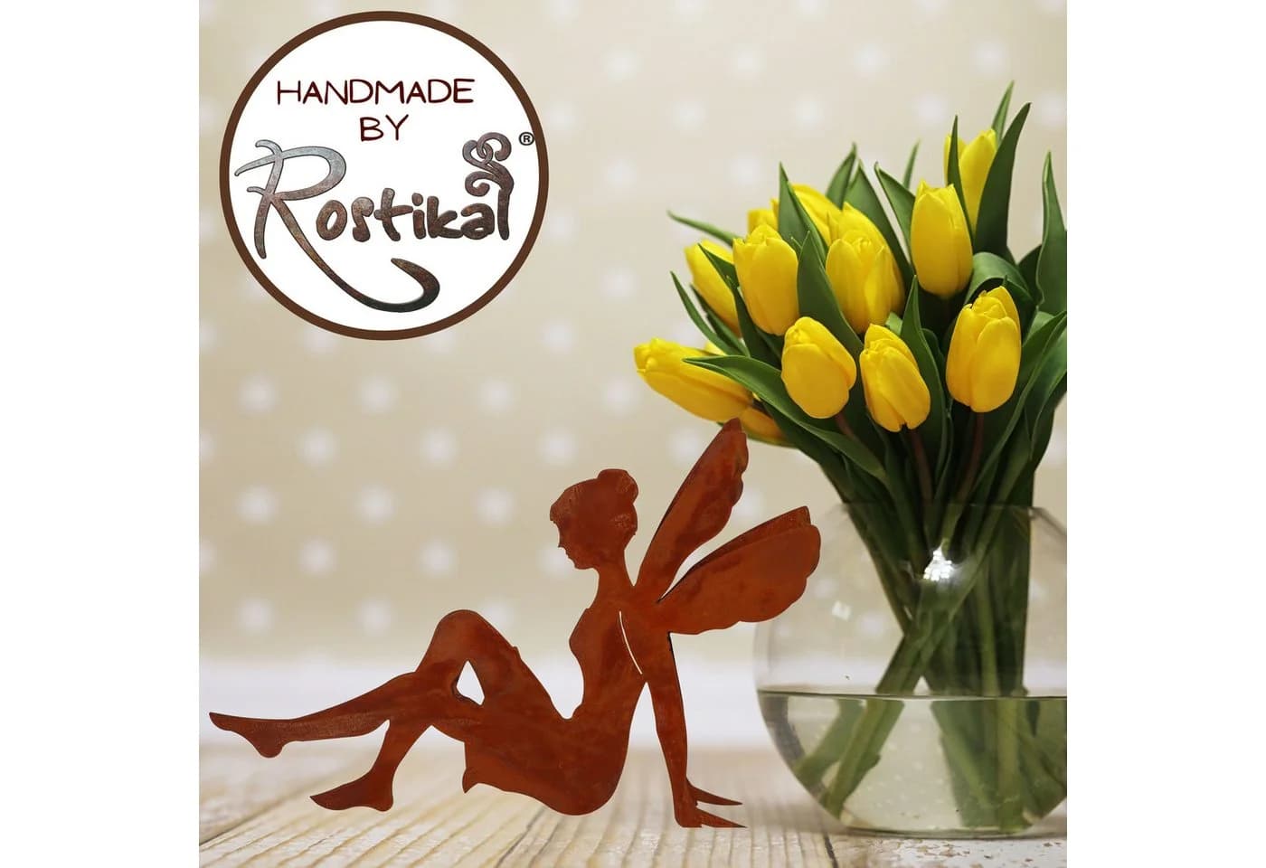 Rostikal Elfenfigur Metall Gartenfigur mit Edelrost-Finish - Bild 5
