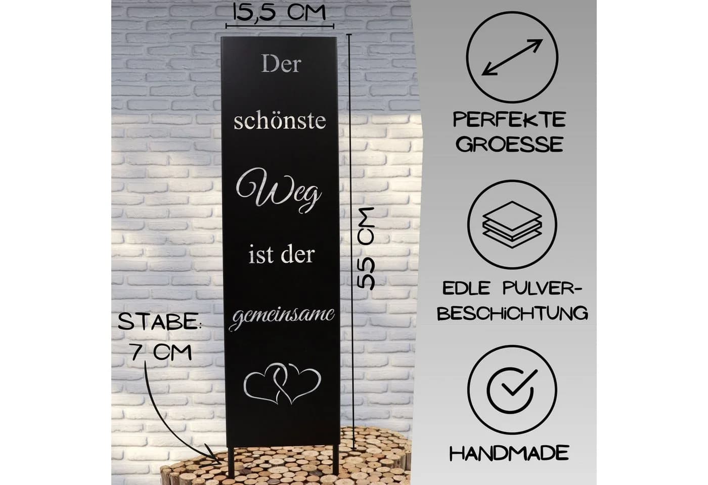 Rostikal Metallschild Gartenschild Hochzeit Edelrost 55 cm