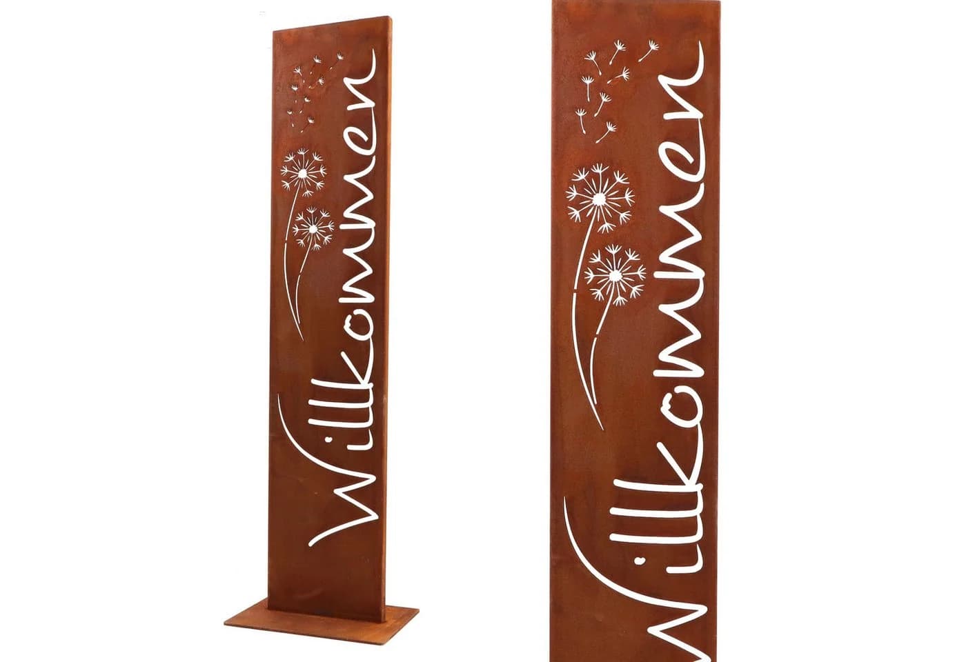Rostikal Willkommen Stele Pusteblume Gartendeko Edelrost Cortenstahl - Bild 2