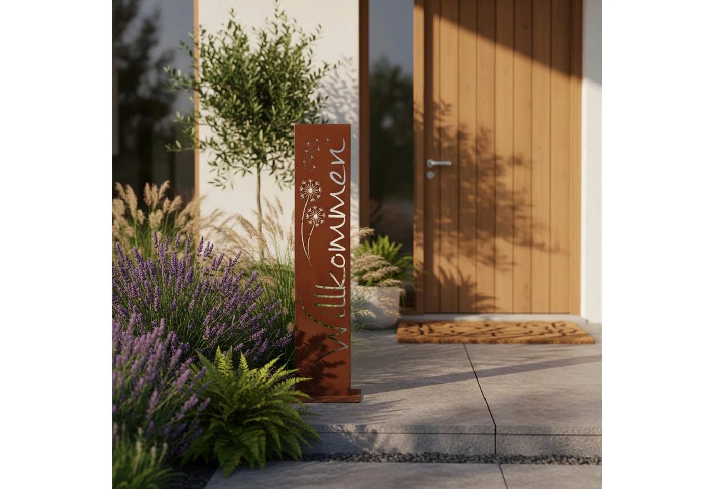 Rostikal Willkommen Stele Pusteblume Gartendeko Edelrost Cortenstahl - Bild 5