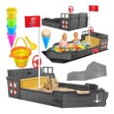 KIDIZ Sandkasten Piratenschiff Holz mit Sitzbank und Plane Bild 1