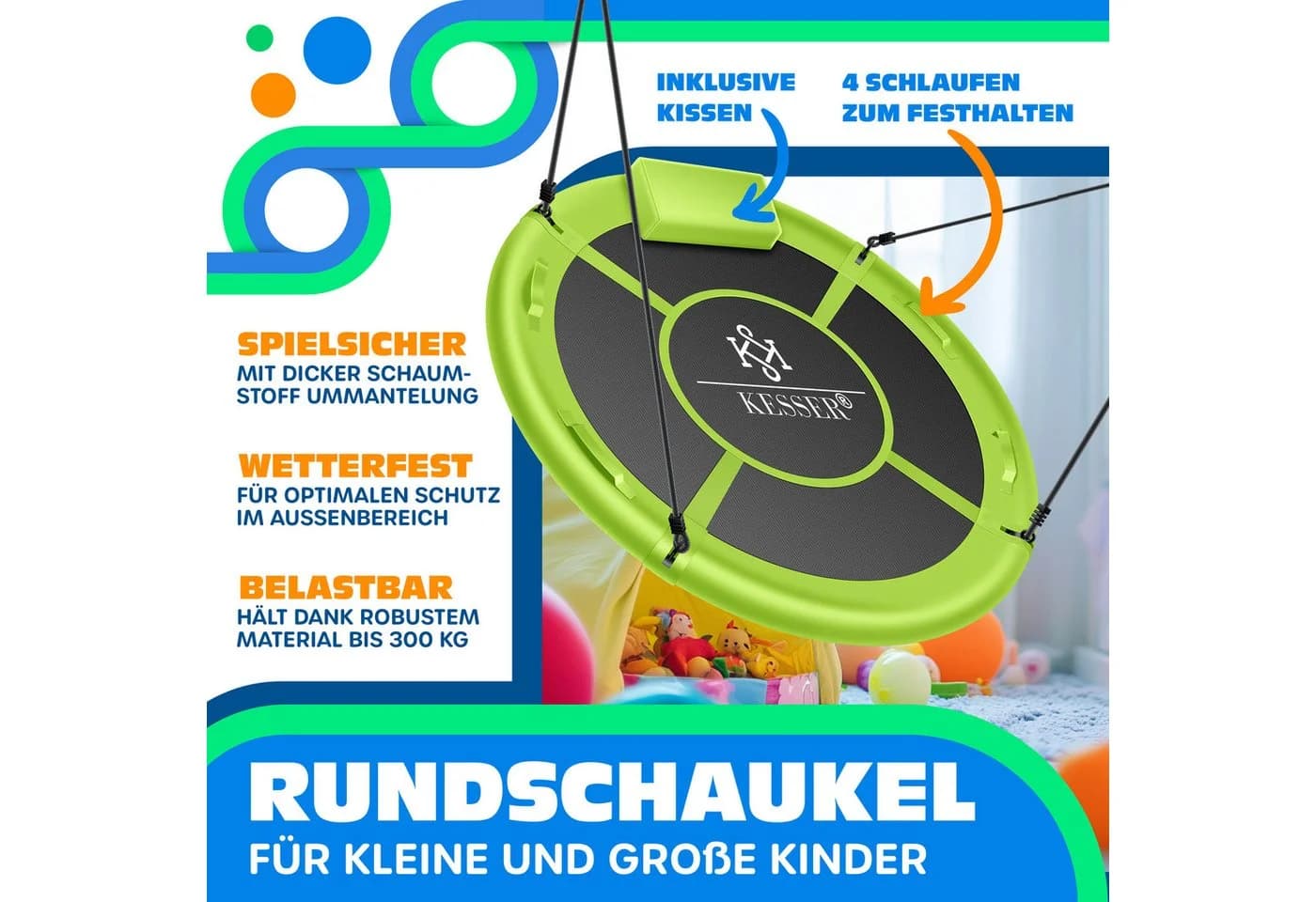KESSER Nestschaukel Outdoor - Verstellbar, Wetterfest, Bis 300 kg