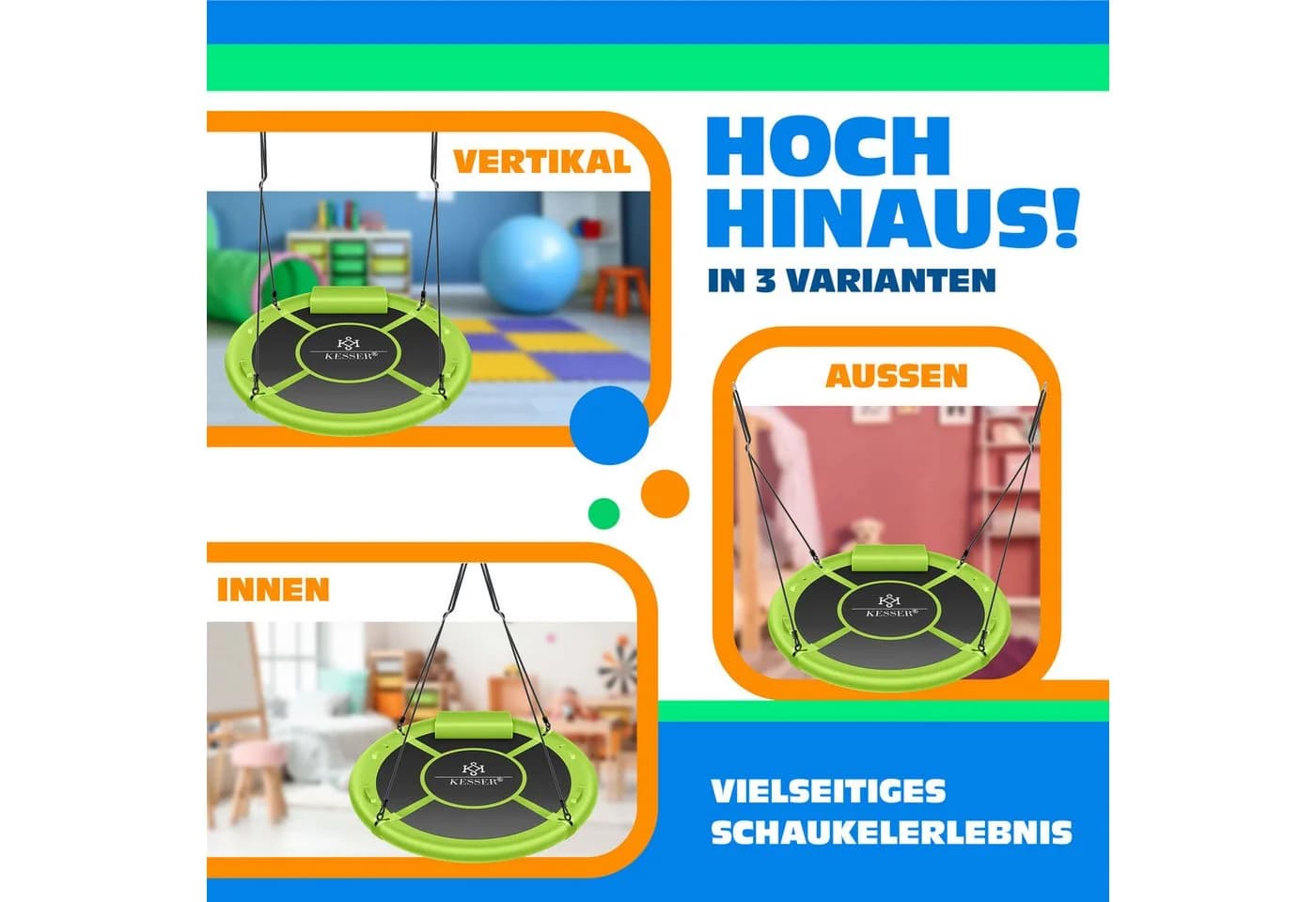 KESSER Nestschaukel Outdoor - Verstellbar, Wetterfest, Bis 300 kg - Bild 5